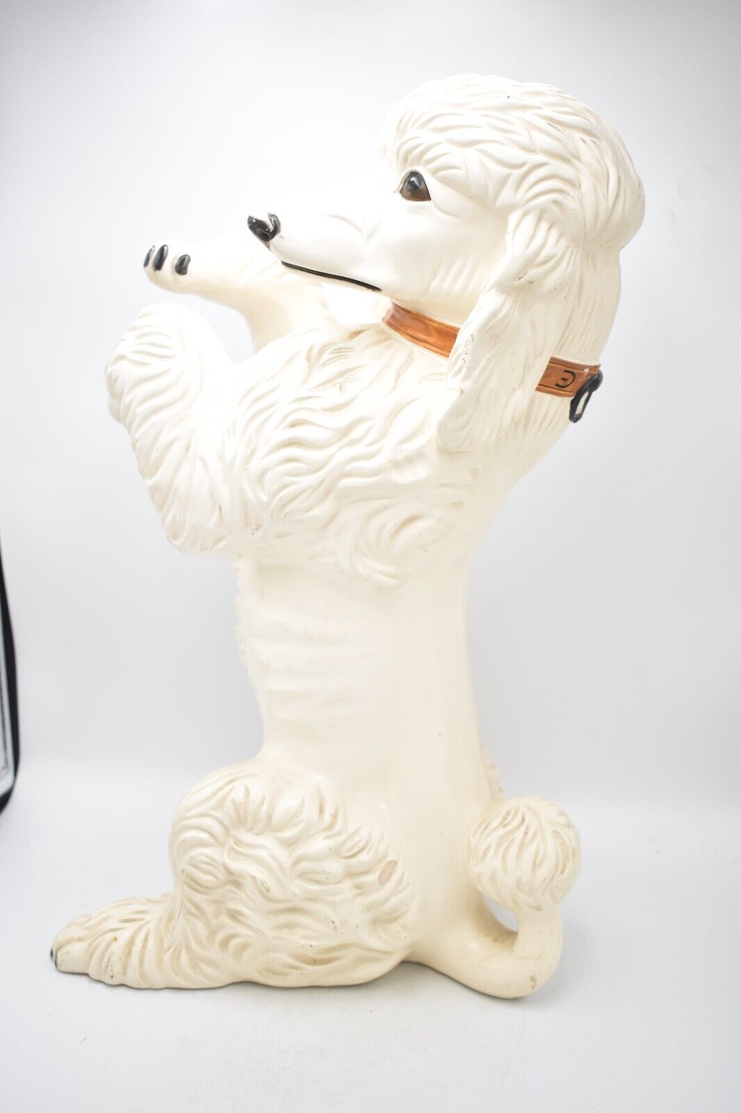 Vintage White Poodle Dog Figurine Statue Ornament Large Life Like Ceramic 44cm