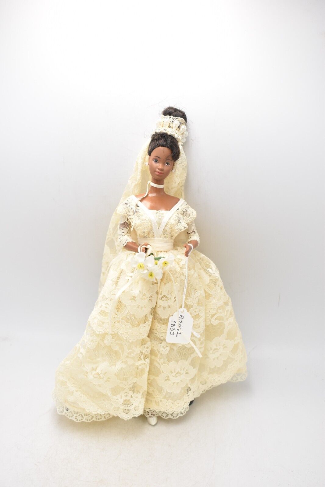 Vintage 1970s Black Barbie Clone Doll in Wedding Dress and Judy Shoes