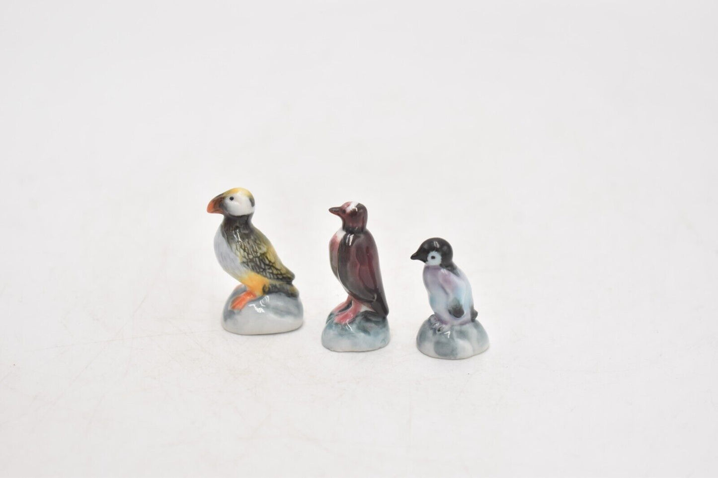 Vintage Miniature Penguin Trio Figurines Statues Ornaments x3