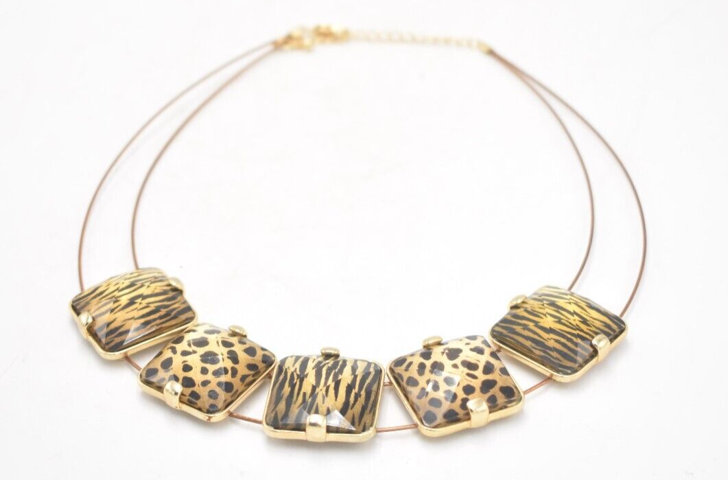 Vintage Retro Choker Necklace with Animal Print Pendants Costume Jewellery