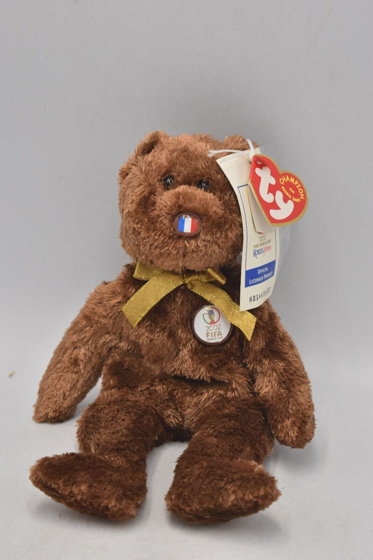 TY Beanie Baby 2002 Fifa World Cup Bear Champion France Tagged Retired