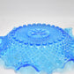 Vintage Sowerby Bright Blue Art Glass Fluted Plate Bowl