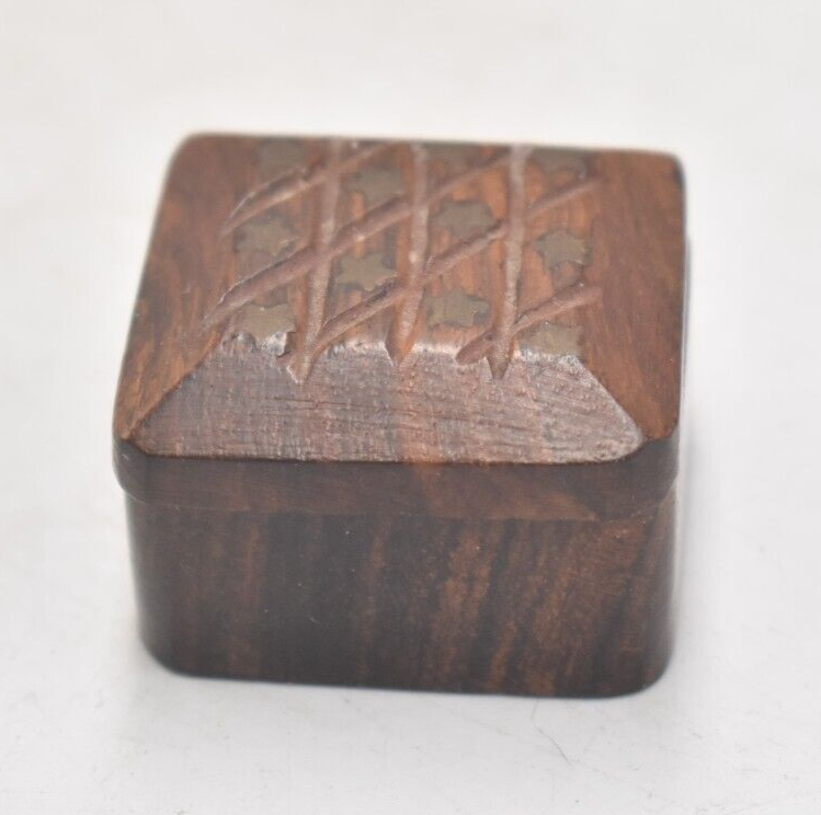 Vintage Hand Carved Wooden Trinket Box, Storage Box, Pull Box