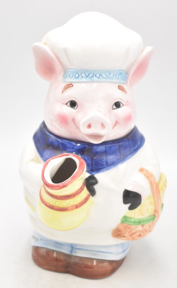 Vintage Novelty Chef Pig Teapot Decorative Collectible