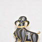 Vintage Black and Gold Tone Poodle Dog Brooch with Rhinestone Eyes