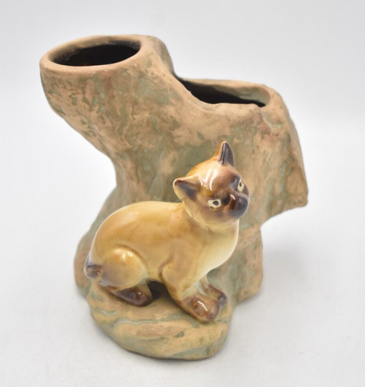 Vintage Siamese Cat Vase Ceramic