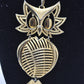 Vintage Gold Tone Owl Pendant Statement Necklace Costume Jewellery