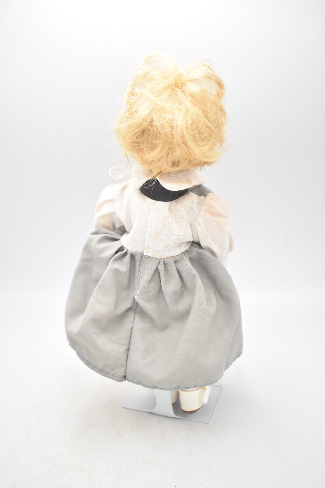 Vintage Porcelain Doll – Blonde Hair, Blue Eyes & Pinafore Dress