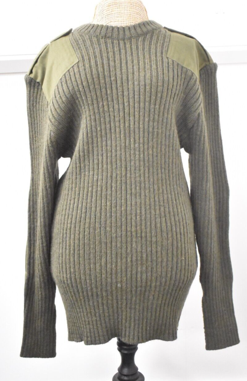 British Army Olive Green Wool Jumper Pullover Thermal Jersey - Size 100cm, Grade