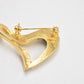 Vintage 1980s Modernist Abstract Heart Brooch Gold Tone & Rhinestone