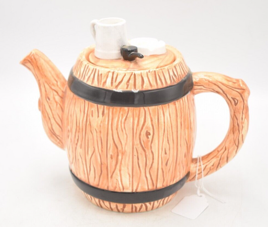 Vintage Novelty Pub Barrell Teapot Decorative Collectible