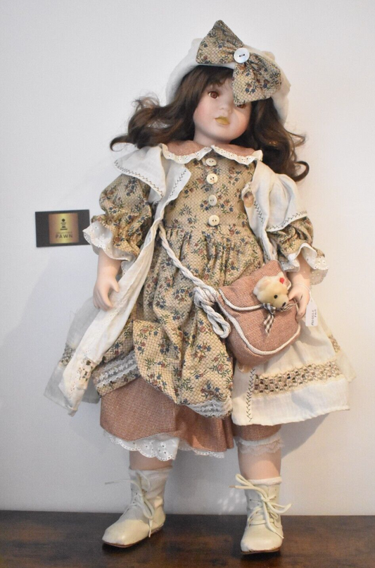 Vintage The Leonardo Collection School Girl Porcelain Doll Retired