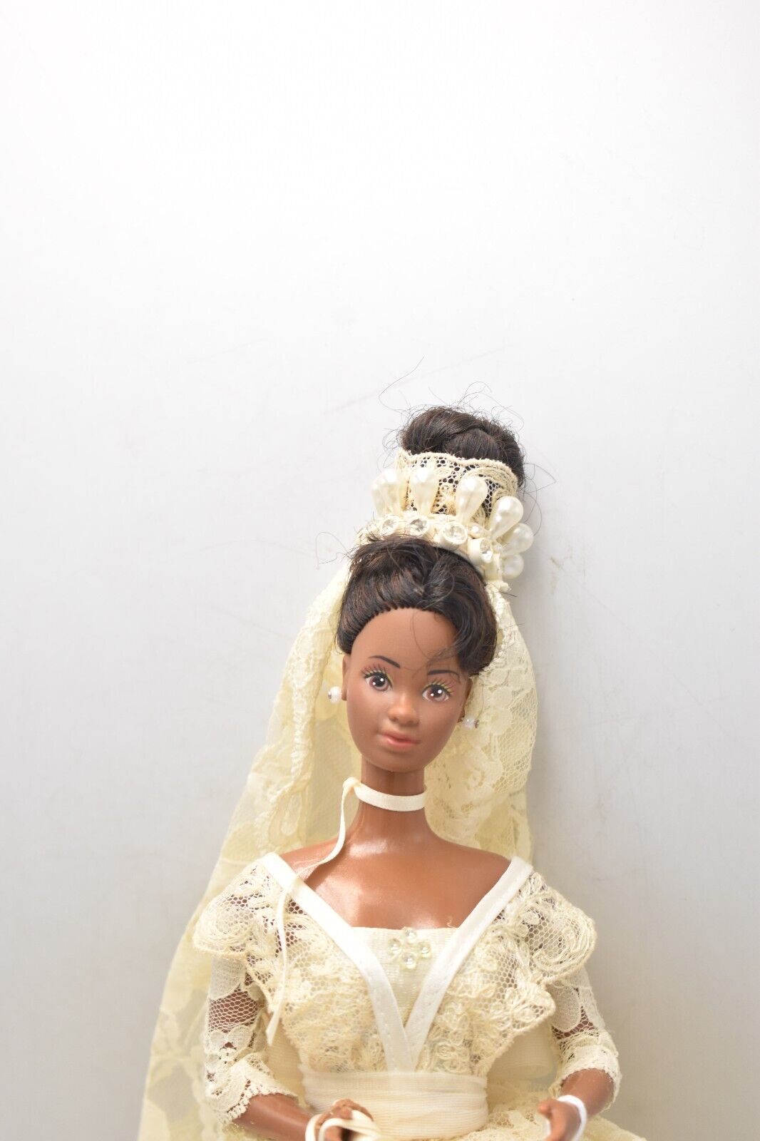 Vintage 1970s Black Barbie Clone Doll in Wedding Dress and Judy Shoes