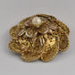 Vintage 1970s Gold Tone Faux Pearl Floral Filigree Brooch Pin