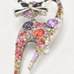 Vintage Cat Rhinestone Multi Colour Brooch Ladies Brooch Women's Brooch