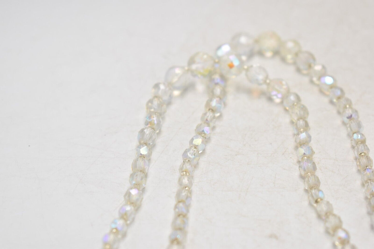 Vintage 1950s Exquisite Aurora Borealis Crystal Glass 2-Strand Necklace 50cm