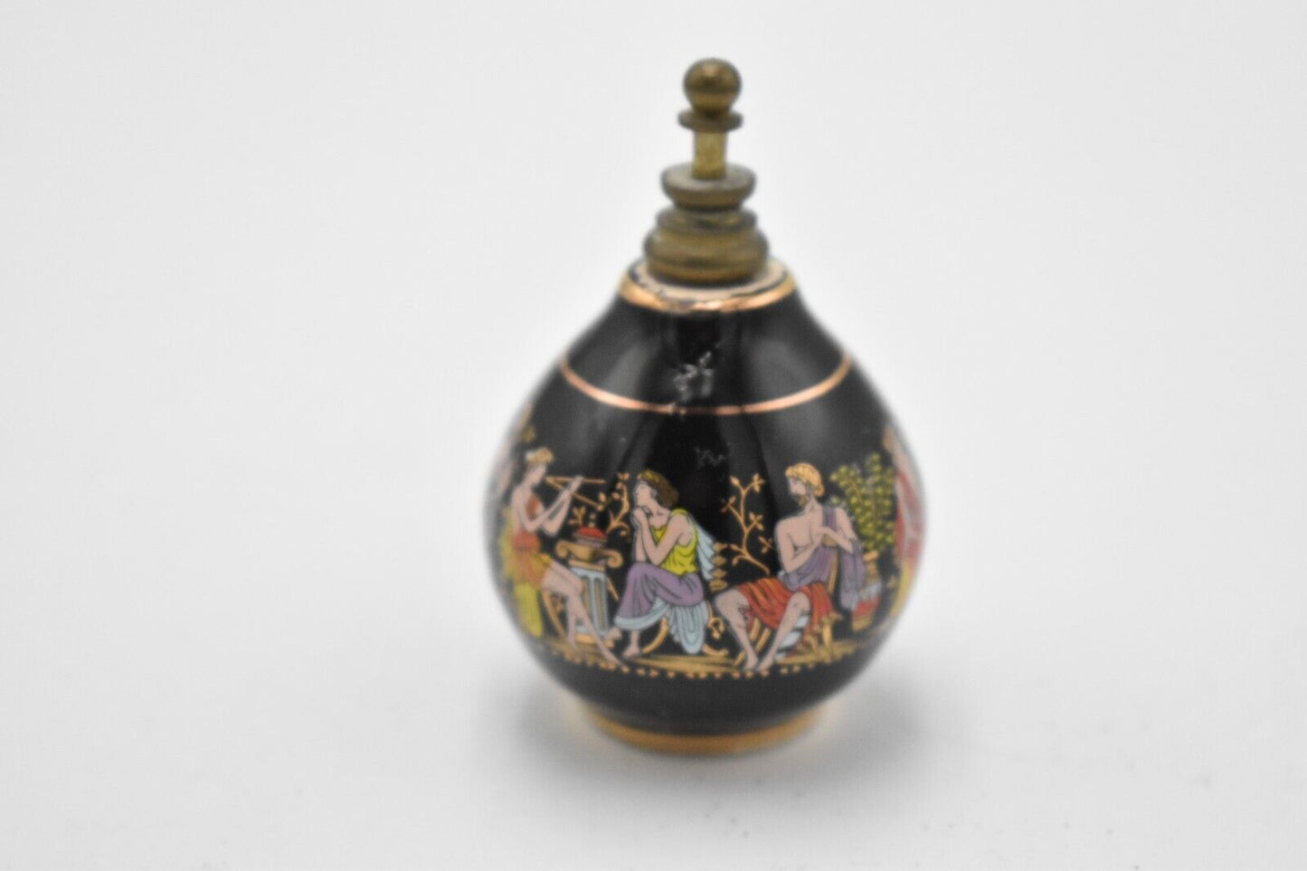 Vintage Painted Enamel Solid Small Decorative Perfume Bottle Greek Mythology