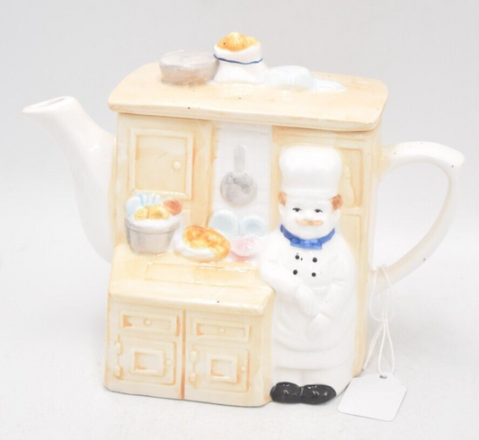 Vintage Chef in the Kitchen Teapot Novelty Decorative Collectible