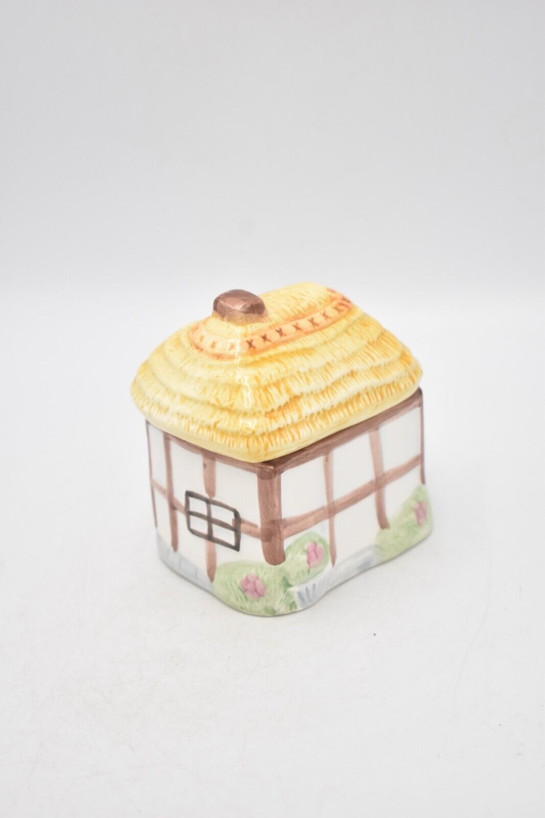 Vintage Ceramic Cottage Sugar Pot Hand Painted Novelty Decorative Collectible