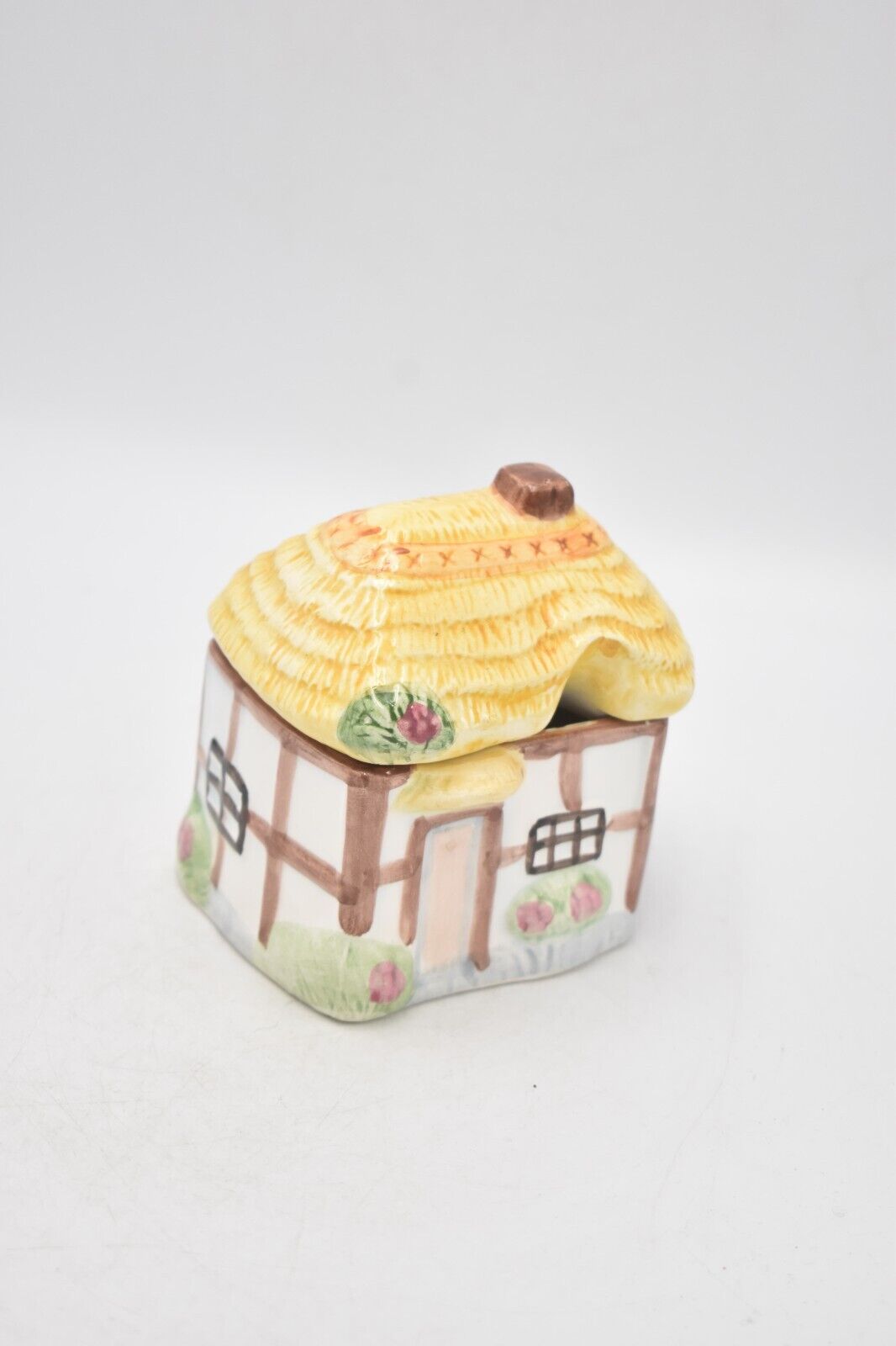 Vintage Ceramic Cottage Sugar Pot Hand Painted Novelty Decorative Collectible