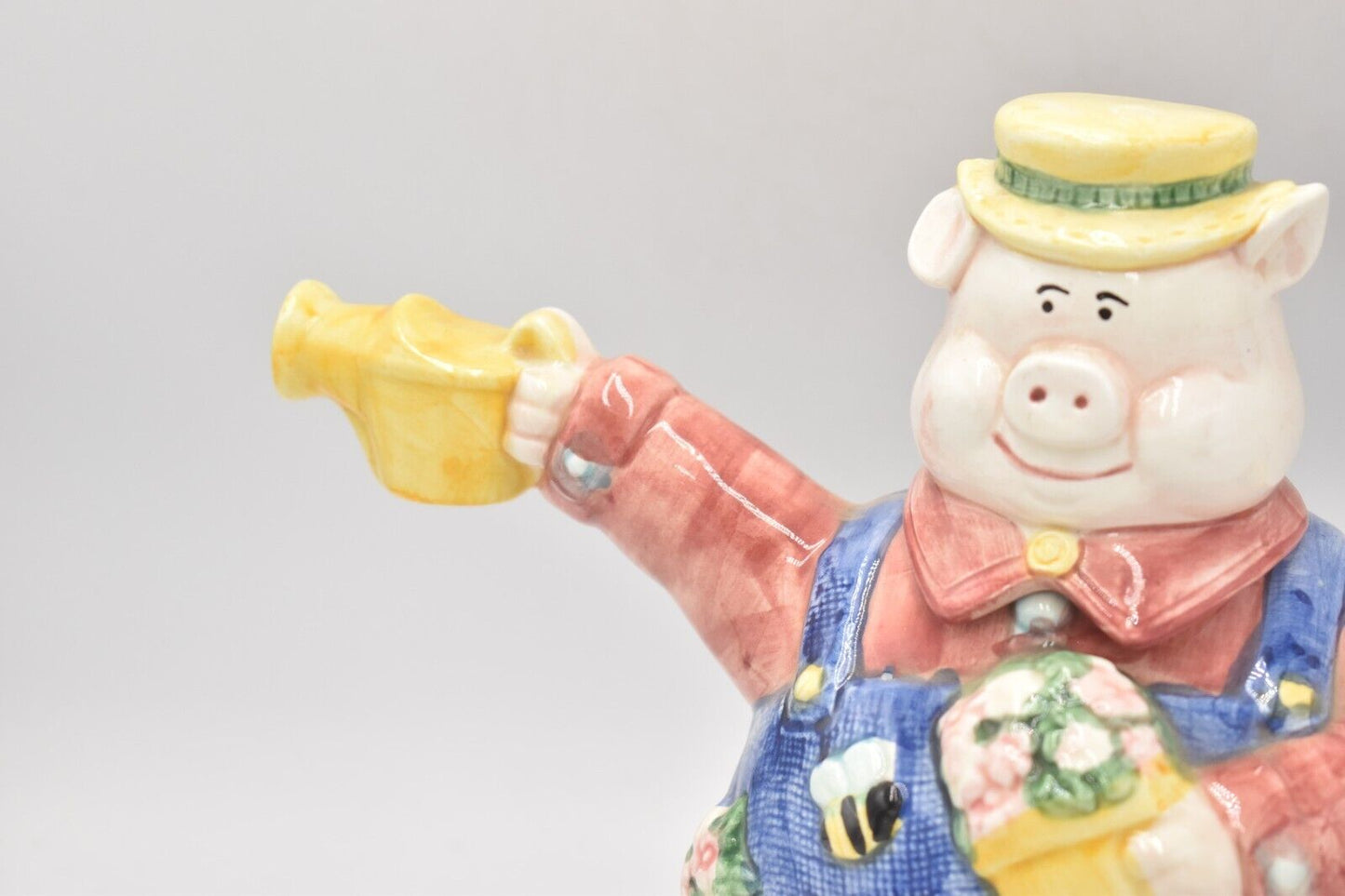 Vintage OCI Omnibus Gardening Pig Teapot Novelty Decorative Collectible