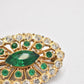 Vintage 1950s Emerald Green & Rhinestone Gold Tone Brooch