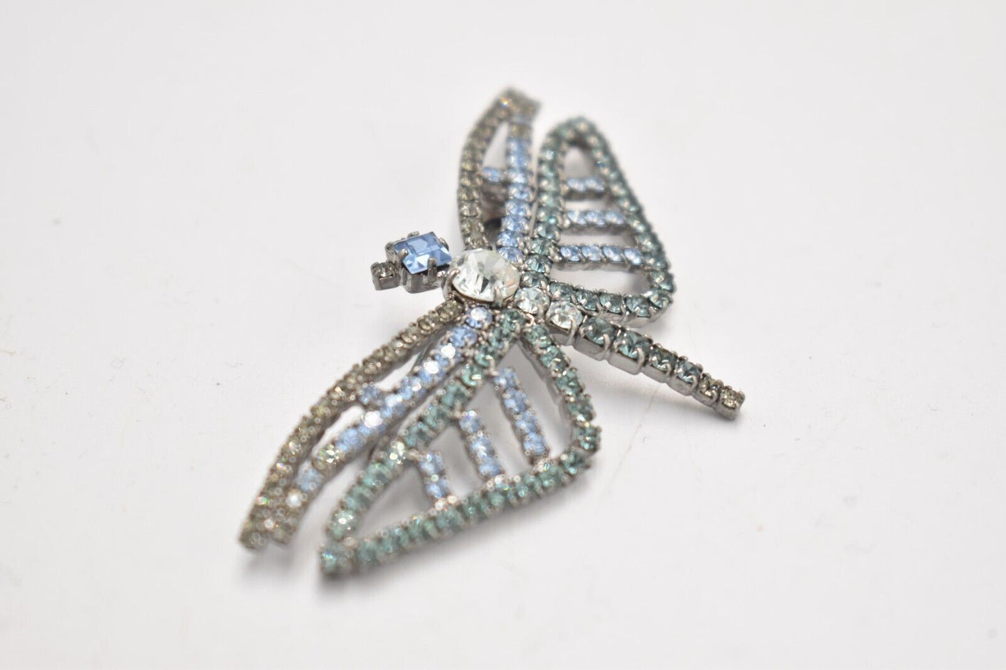 Vintage Dragonfly Brooch Blue Rhinestone Ladies Brooch Women's Brooch