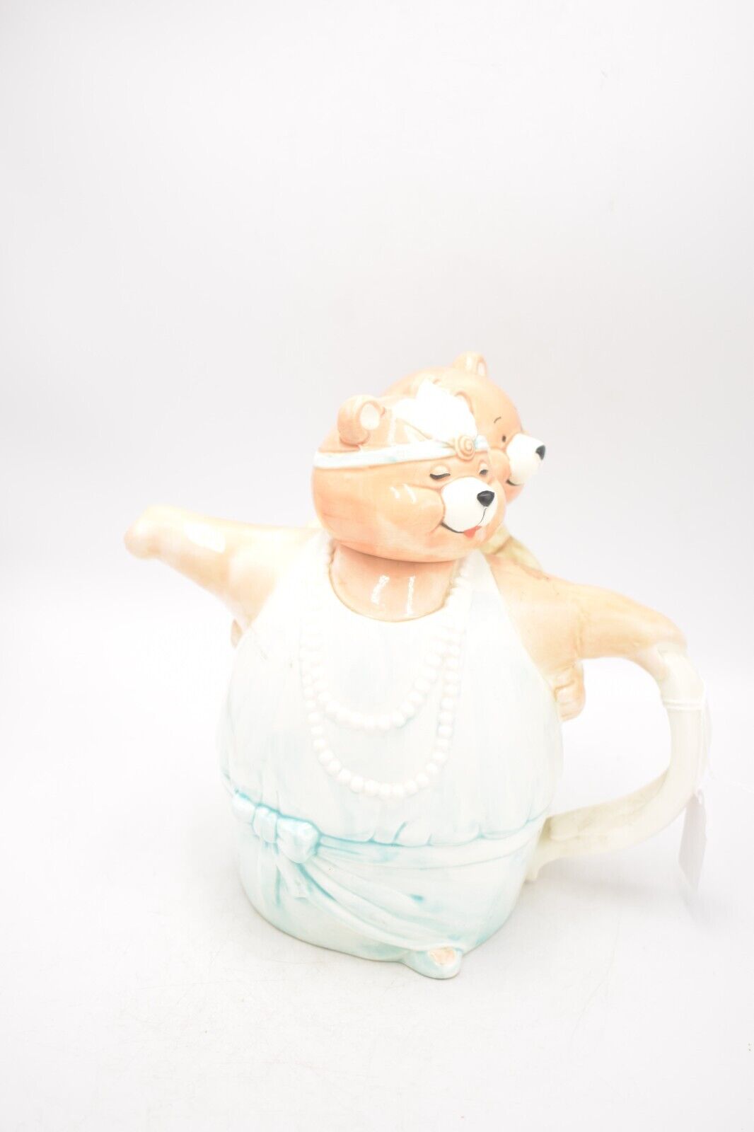 Vintage Teddy Bear Couple Ballroom Dancing Teapot Novelty Decorative Collectible