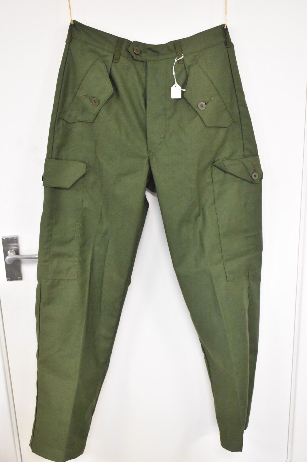 Vintage Swedish Army Olive Green Combat Trousers – Dated 1976, W30" L32"