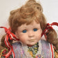 Vintage Porcelain Doll Hula Hooping Blonde Hair, Blue Eyes and Floral Dress