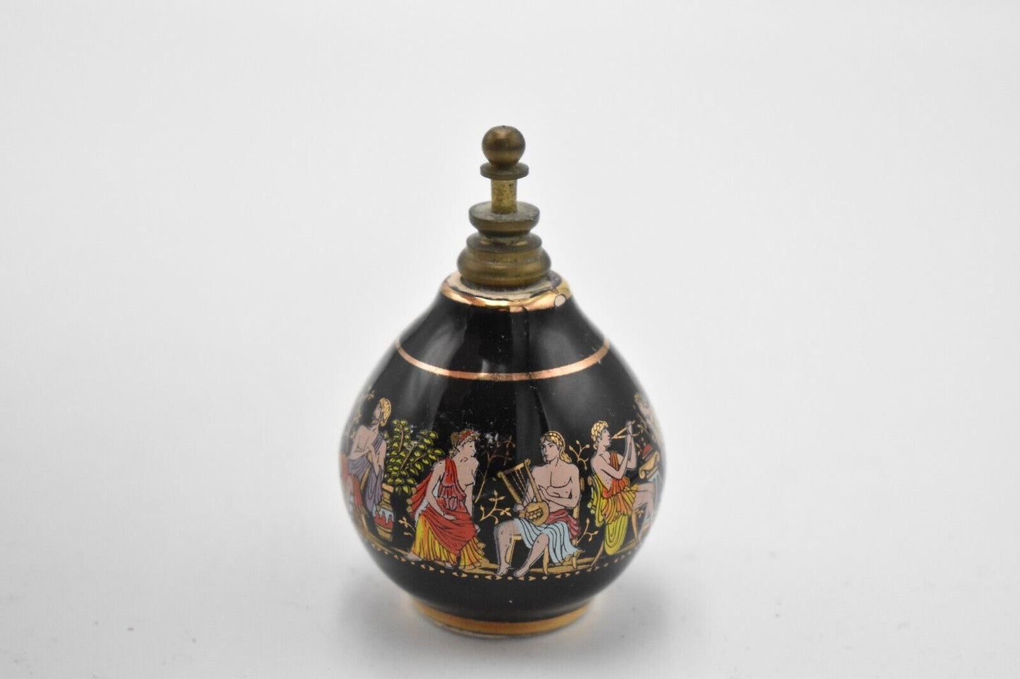 Vintage Painted Enamel Solid Small Decorative Perfume Bottle Greek Mythology