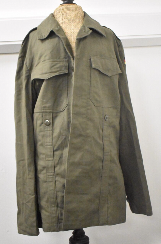 Vintage German Army Jacket - Green Moleskin Button-Up Shirt Chest 40"