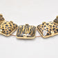 Vintage Retro Choker Necklace with Animal Print Pendants Costume Jewellery