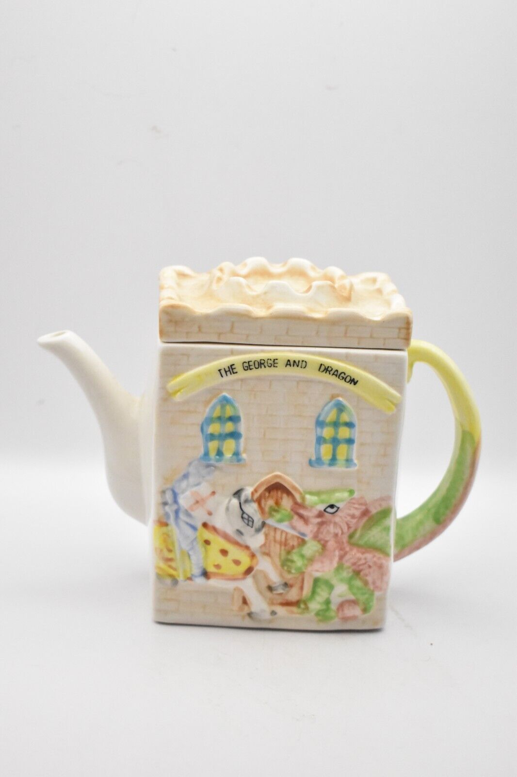 Vintage Novelty The George and Dragon Teapot Ceramic Collectible