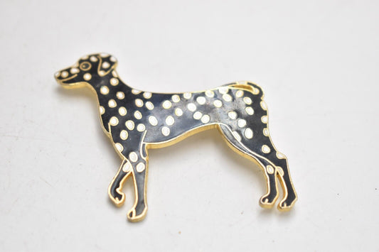 Vintage Dalmatian Dog Brooch Enamel - Costume Jewellery