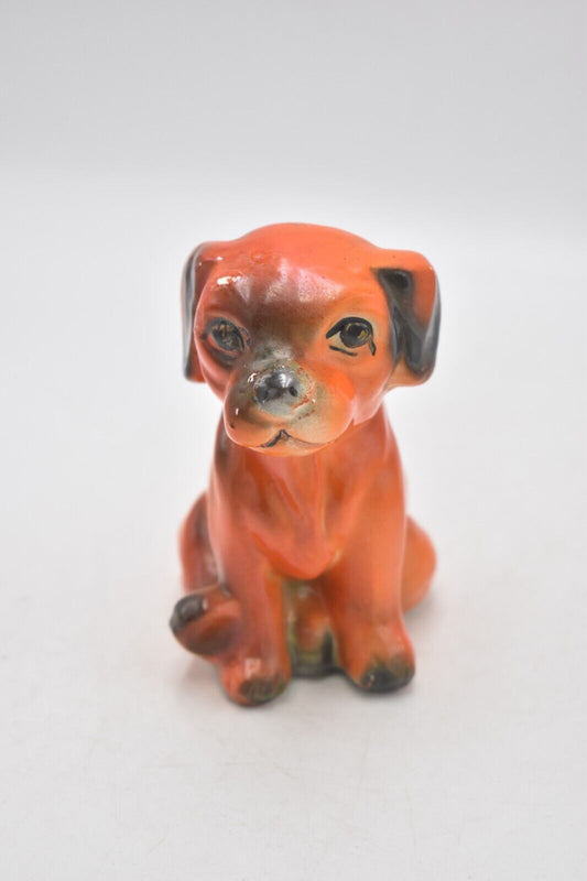 Vintage Labrador Dog Figurine Statue Ornament Handpainted Orange