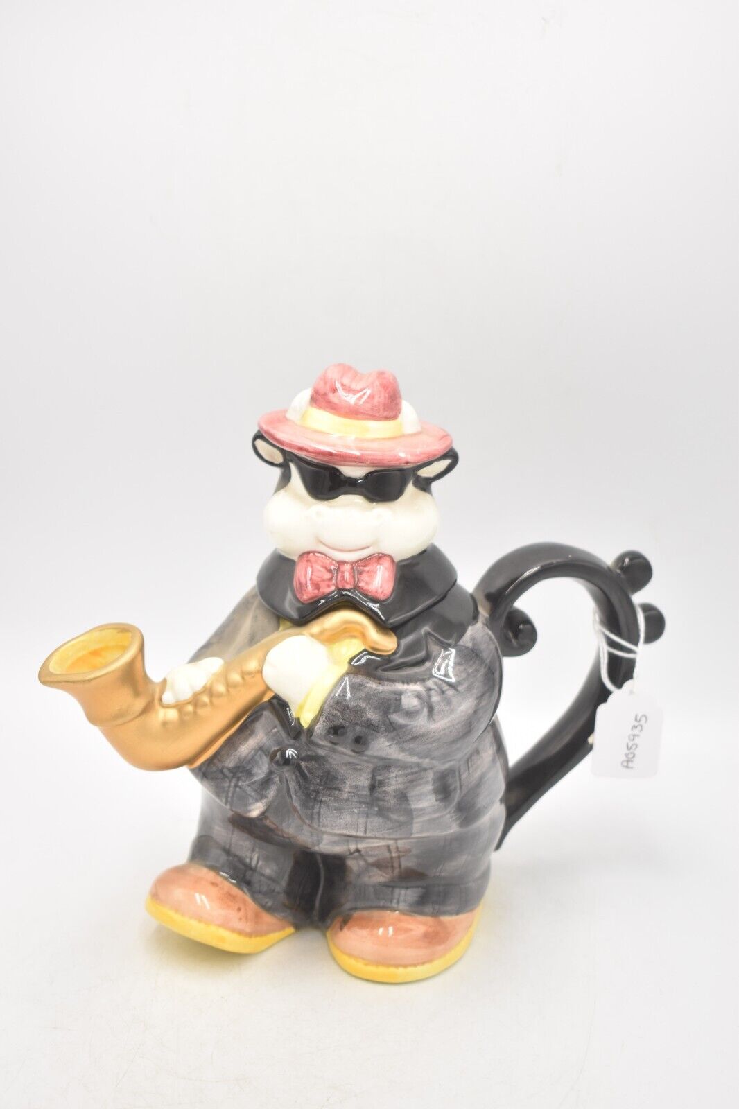 Vintage 1993 Fitz & Floyd Omnibus Saxophone Playing Cow Teapot Decorative