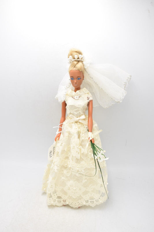 Vintage 1977 Mega Gold Barbie Clone Doll in Stunning Wedding Dress