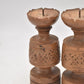 Vintage Rustic Set of 2 Wooden Tealight Holders Handcarved Decorative