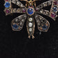 Antique Victorian 9ct Gold Butterfly Brooch with Diamonds, Sapphires, Rubies