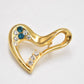 Vintage 1980s Modernist Abstract Heart Brooch Gold Tone & Rhinestone