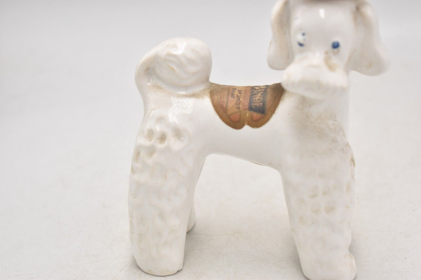 Vintage Rynbende Pottery White Poodle Dog Bottle Cherry Brandy Holland Ceramic