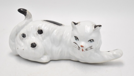 Vintage Black and White Cat Figurine Statue Ornament