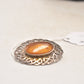 Vintage Oval Baltic Amber Brooch in Silver Coloured Setting