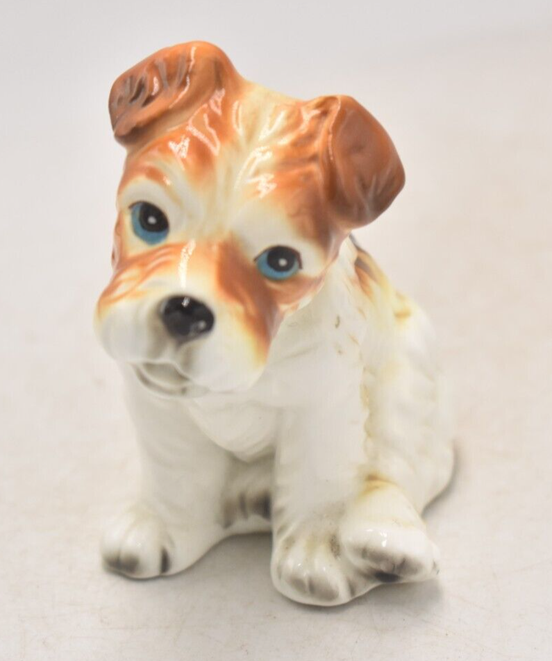 Vintage Terrier Dog with Blue Eyes Figurine Statue Ornament Ceramic