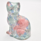 Park Rose Ceramic Cat Ornament Bridlington Pottery Blue Green Pink Floral