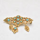 Vintage Gold Tone & Turquoise Filigree Brooch – Elegant Design