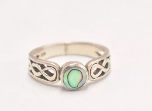 Vintage Sterling Silver 925 & Abalone Mother of Pearl Ring – Size P 1/2