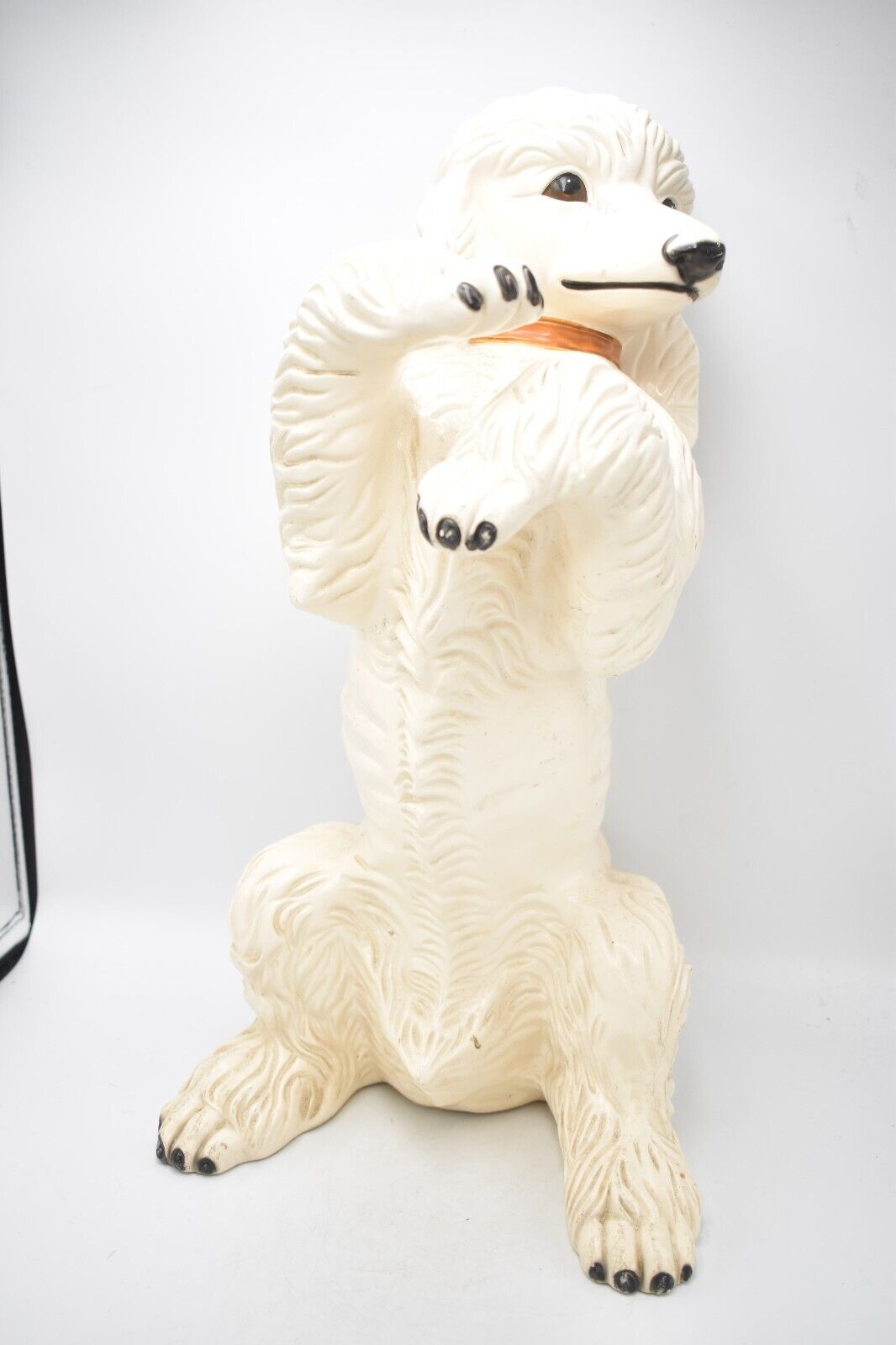 Vintage White Poodle Dog Figurine Statue Ornament Large Life Like Ceramic 44cm