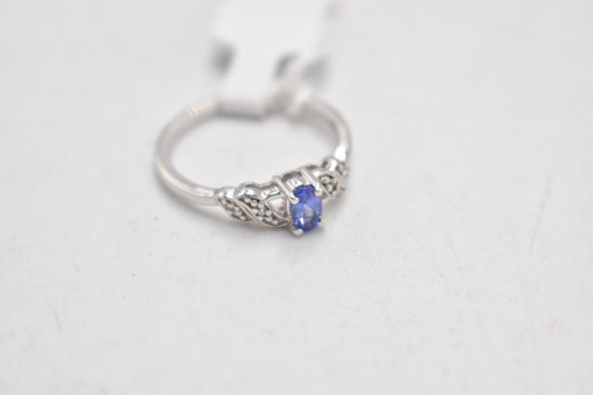 Vintage Sterling Silver & Tanzanite Ring – Size O 1/2